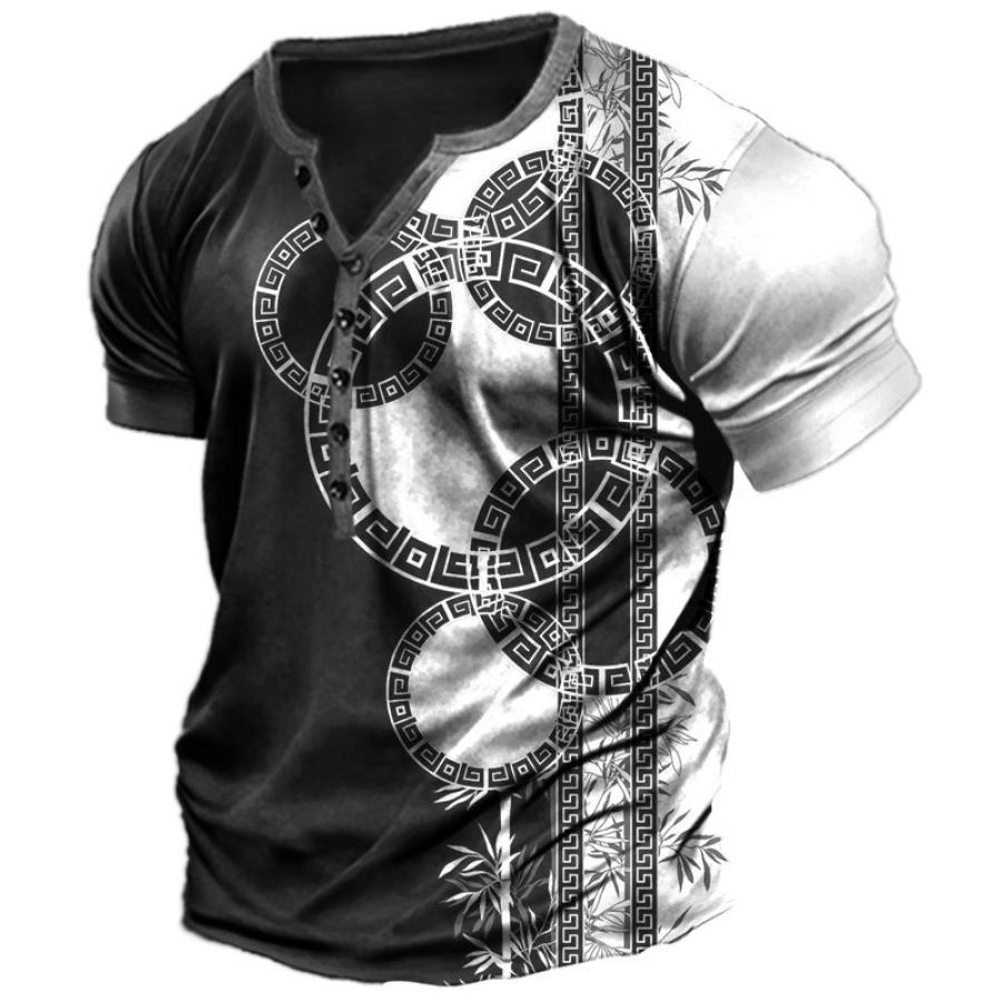 Men's Bamboo Print Henley T-Shirt