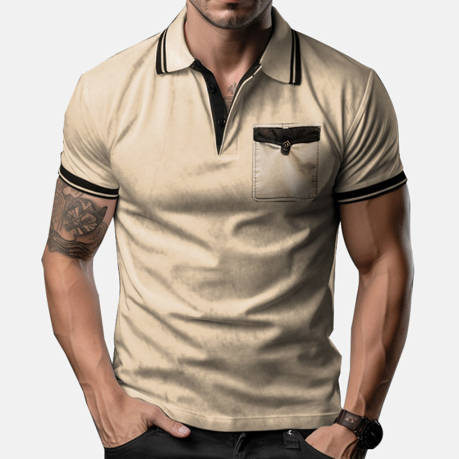 Men's Comfortable Breathable Elastic Retro Polo Collar Contrast Pocket Short-sleeved T-shirt
Men's Comfortable Breathable Elastic Retro Polo Collar Contrast Pocket Short-sleeved T-shirt