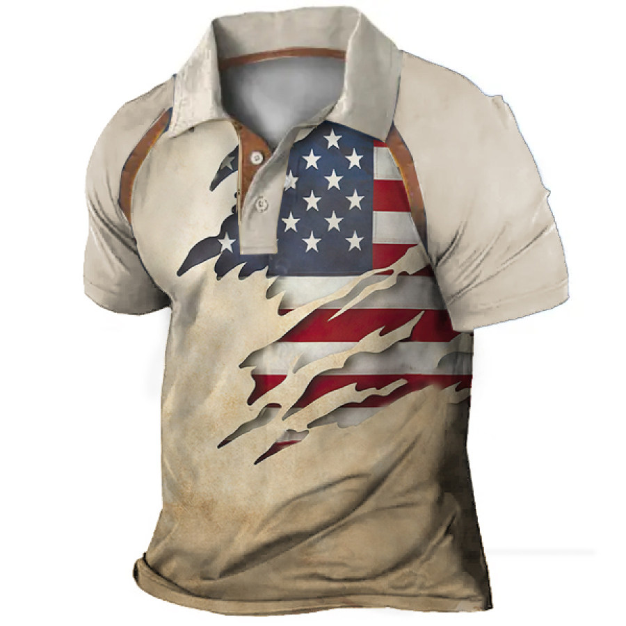 Men's Vintage American Flag Polo Neck Tactical T-Shirt
Men's Vintage American Flag Polo Neck Tactical T-Shirt