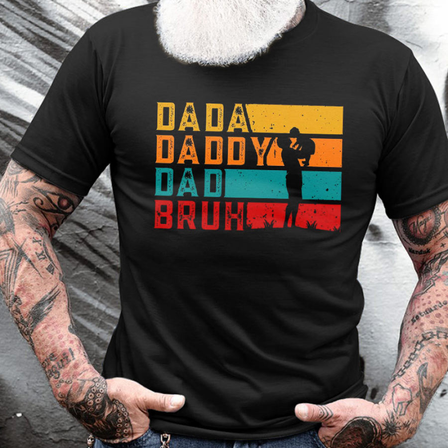 Men's Cotton T-Shirt Dada Daddy Dad Bruh Fathers Day Short Sleeve Top