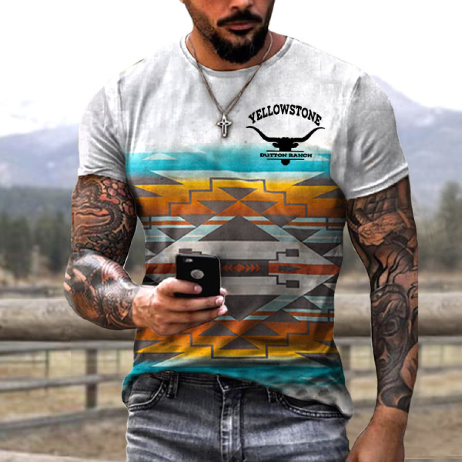 Men's T-Shirt Vintage Western Yellowstone Aztec Plus Size Short Sleeve Summer Daily Tops Orange Red Blue Sky Blue Green
Men's T-Shirt Vintage Western Yellowstone Aztec Plus Size Short Sleeve Summer Daily Tops Orange Red Blue Sky Blue Green