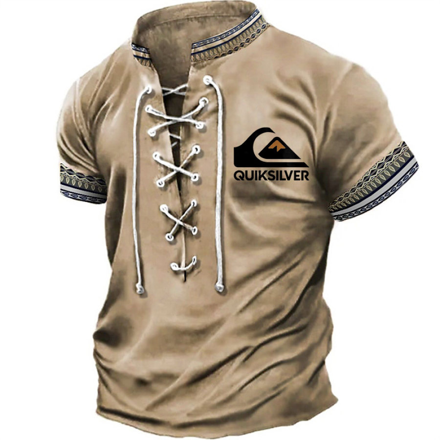 Quiksilver Men's T-Shirt Lace-Up Stand Collar Vintage Ethnic Geometric Pattern Aztec Short Sleeve Summer Daily Tops
Quiksilver Men's T-Shirt Lace-Up Stand Collar Vintage Ethnic Geometric Pattern Aztec Short Sleeve Summer Daily Tops