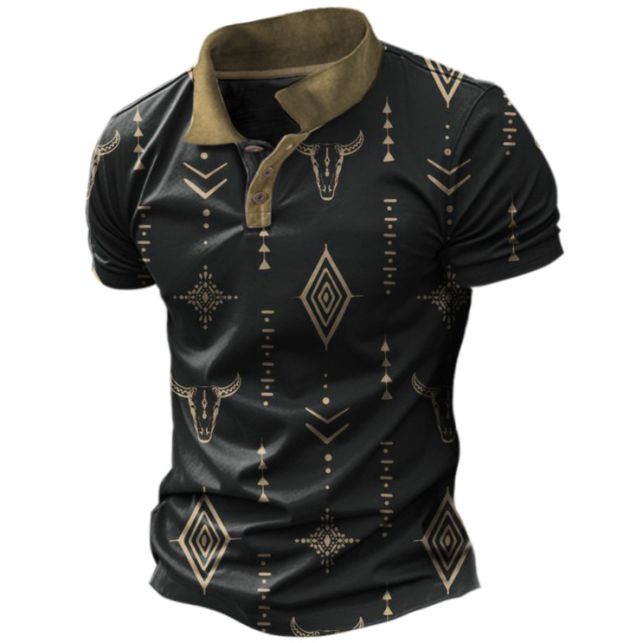 Men's T-shirt Ethnic Style Yellowstone Western Cowboy Print Pattern Retro Polo Collar Casual Short-sleeved POLO Shirt
Men's T-shirt Ethnic Style Yellowstone Western Cowboy Print Pattern Retro Polo Collar Casual Short-sleeved POLO Shirt