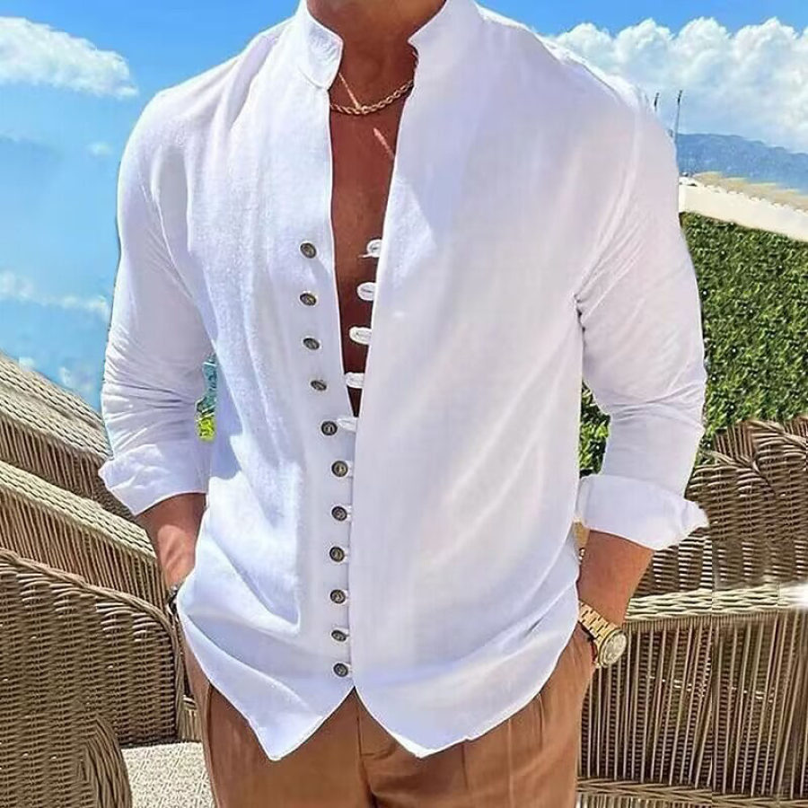 Men's Shirt Linen Stand Collar Long Sleeve Button Up Casual Daily Spring Summer Autumn Vacation Tops White Black Gray
Men's Shirt Linen Stand Collar Long Sleeve Button Up Casual Daily Spring Summer Autumn Vacation Tops White Black Gray
