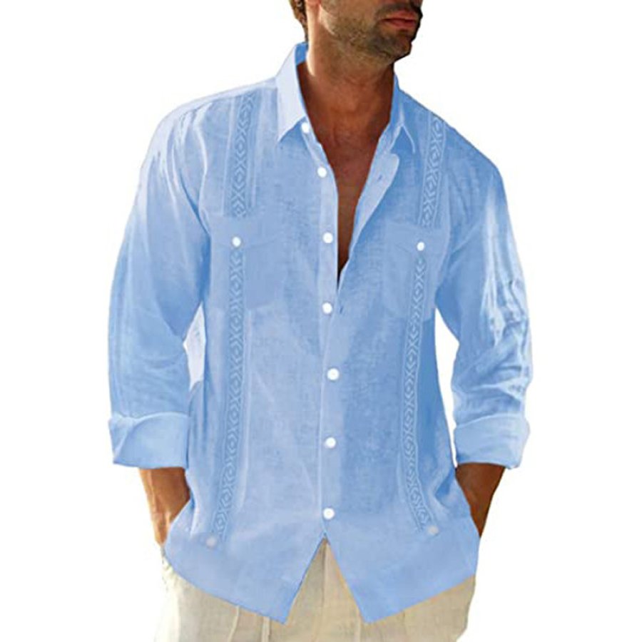 Camisa De Linho Masculina Camisa Cubana Estampa étnica Bolso Botão De Férias Roupas Elegante Casual Respirável Confortável
Camisa De Linho Masculina Camisa Cubana Estampa étnica Bolso Botão De Férias Roupas Elegante Casual Respirável Confortável