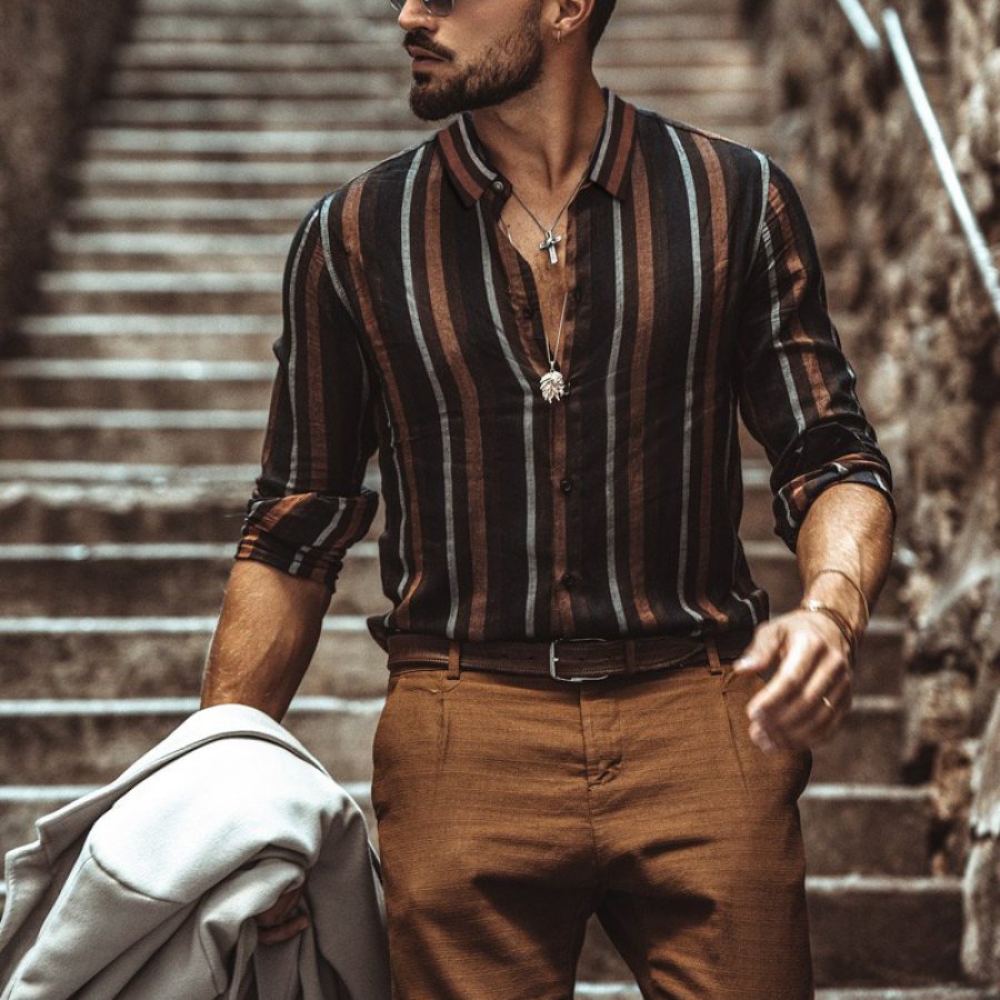 Men's Shirt Striped Collar Street Vintage Button Print Long Sleeve Top Cotton Linen Casual Fashion Breathable Comfortable
Men's Shirt Striped Collar Street Vintage Button Print Long Sleeve Top Cotton Linen Casual Fashion Breathable Comfortable