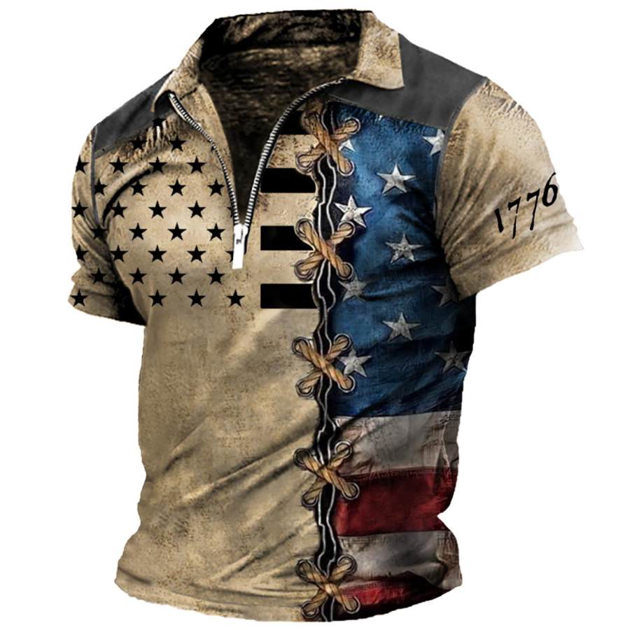 Men's T-Shirt Vintage Polo Zip 1776 American Flag Independence Day Print Summer Daily Tops Short Sleeve Colorblock Khaki
Men's T-Shirt Vintage Polo Zip 1776 American Flag Independence Day Print Summer Daily Tops Short Sleeve Colorblock Khaki