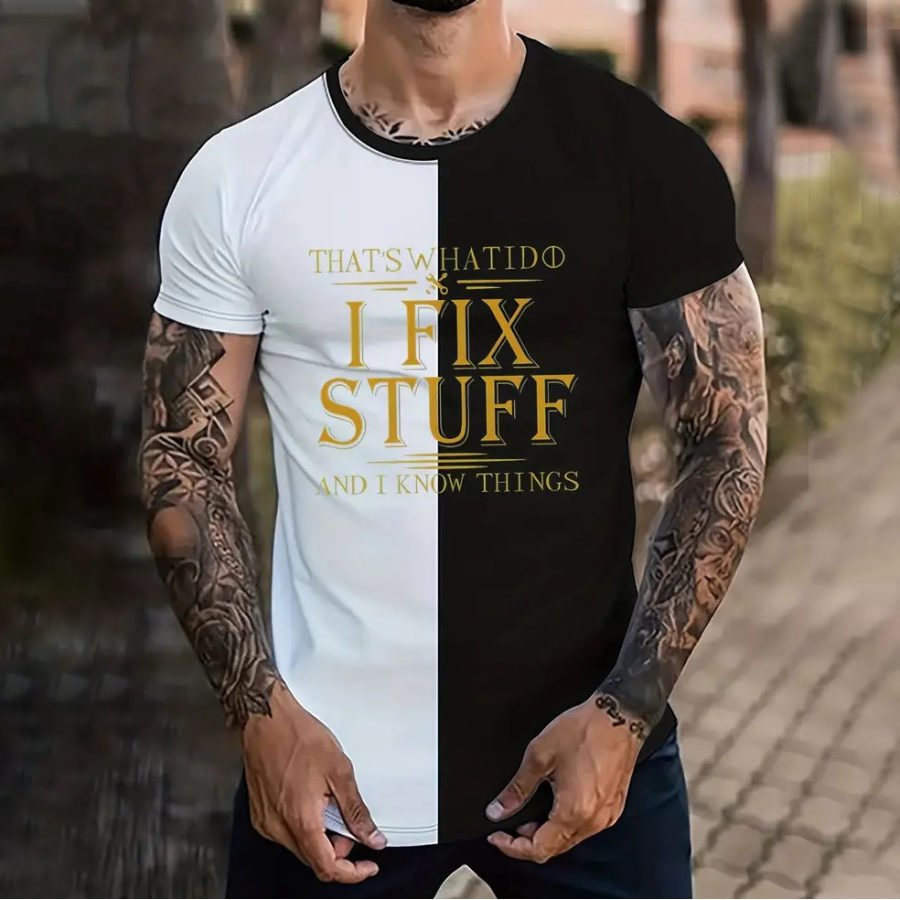 Men's T-Shirt That's What I Do I Fix Stuff Plus Size Short Sleeve Color Block Vintage Summer Daily Tops Black
Men's T-Shirt That's What I Do I Fix Stuff Plus Size Short Sleeve Color Block Vintage Summer Daily Tops Black