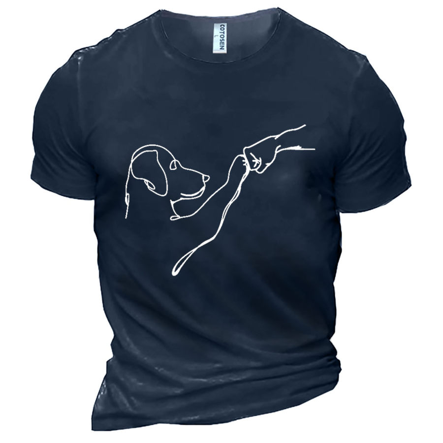 

Cotosen T-Shirt Homme Coton Chien Fist Bump Manches Courtes Col Rond Haut D'été Bleu Vert Blanc Noir Gris