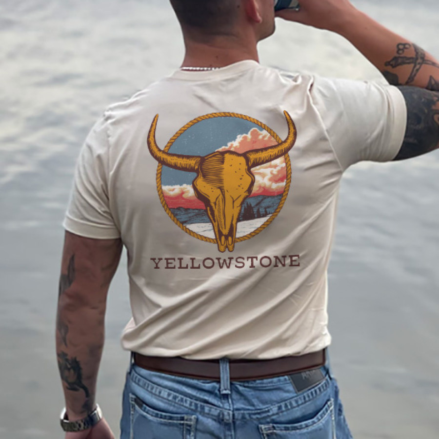 Men's T-Shirt Vintage Yellowstone Pastures Skull Short Sleeve Crew Neck Summer Daily Tops Beige
Men's T-Shirt Vintage Yellowstone Pastures Skull Short Sleeve Crew Neck Summer Daily Tops Beige