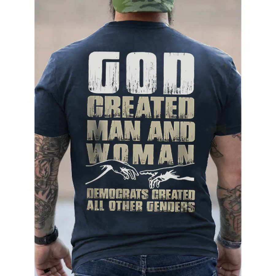 Men'sCasual Crew Neck Cotton T-Shirt Funny God Created Man And Women Democrats Created All Other Tee
Men'sCasual Crew Neck Cotton T-Shirt Funny God Created Man And Women Democrats Created All Other Tee