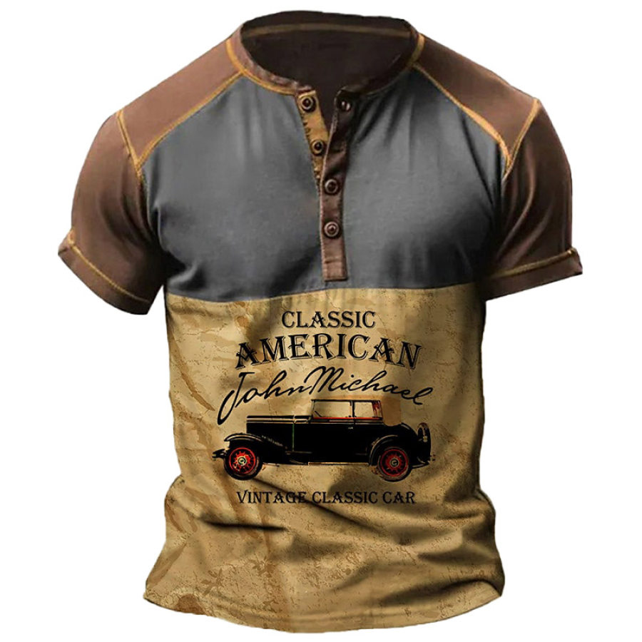 Men's T-Shirt Henley Vintage Classic American Car Color Block Short Sleeve Summer Daily Tops Khaki
Men's T-Shirt Henley Vintage Classic American Car Color Block Short Sleeve Summer Daily Tops Khaki