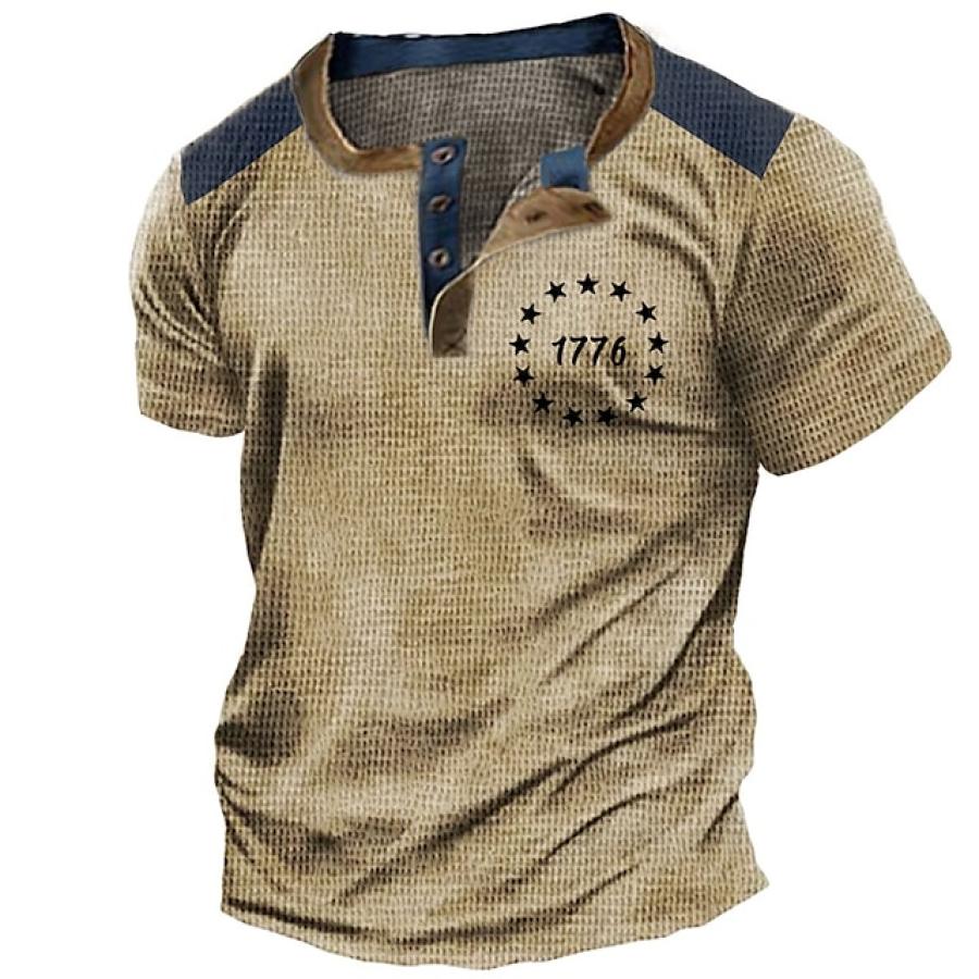 Men's T-Shirt Henley Waffle Vintage 1776 Short Sleeve Color Block Summer Daily Tops Khaki
Men's T-Shirt Henley Waffle Vintage 1776 Short Sleeve Color Block Summer Daily Tops Khaki