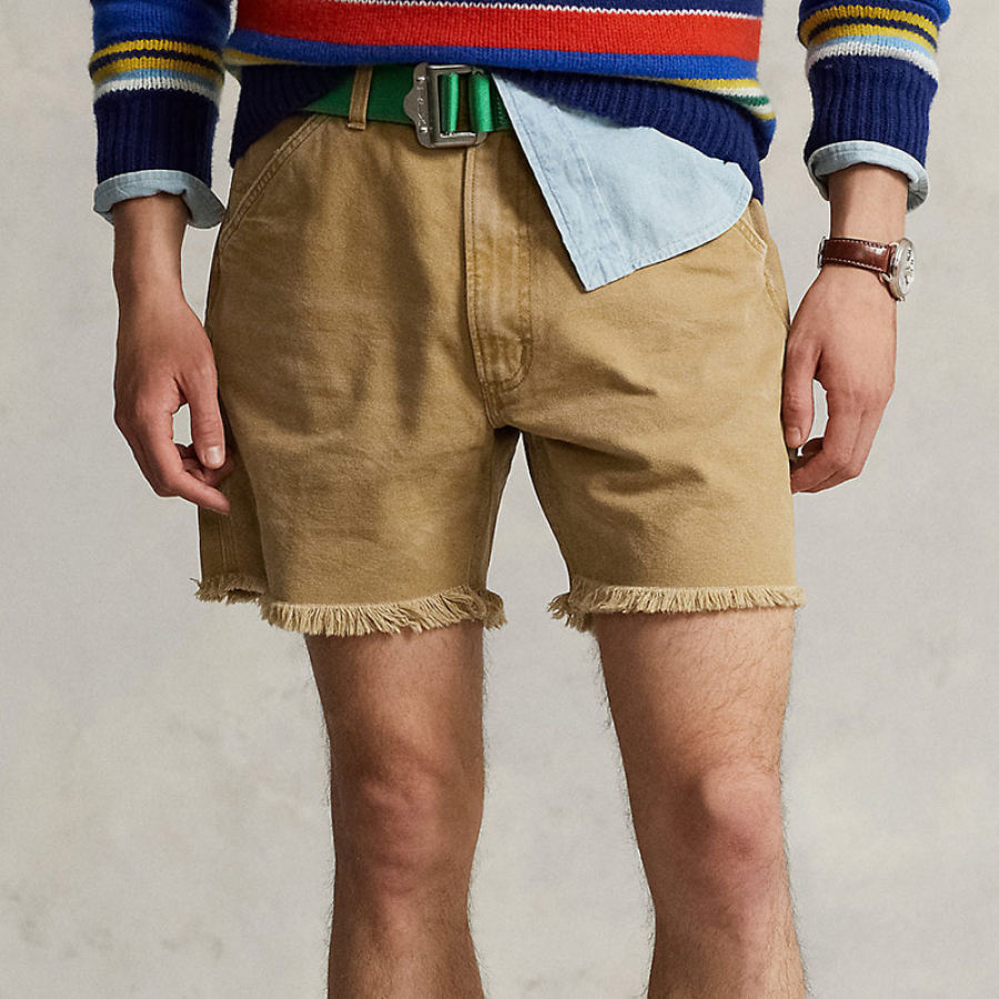Men's Shorts Simple Functional Pocket Casual Bermuda Shorts 6-Inch Relaxed Fit Canvas Short