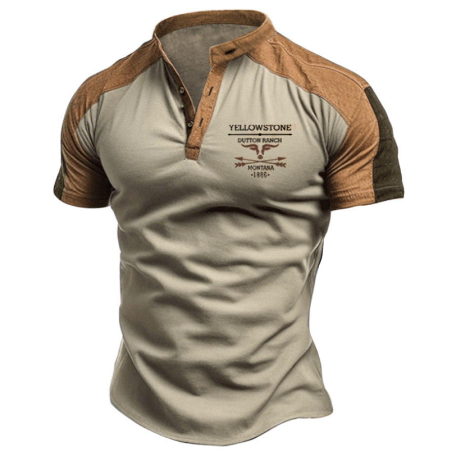 Men's Henry T-Shirt Retro Yellowstone Print Pattern Colorblock Outdoor Daily Casual Tee
Men's Henry T-Shirt Retro Yellowstone Print Pattern Colorblock Outdoor Daily Casual Tee