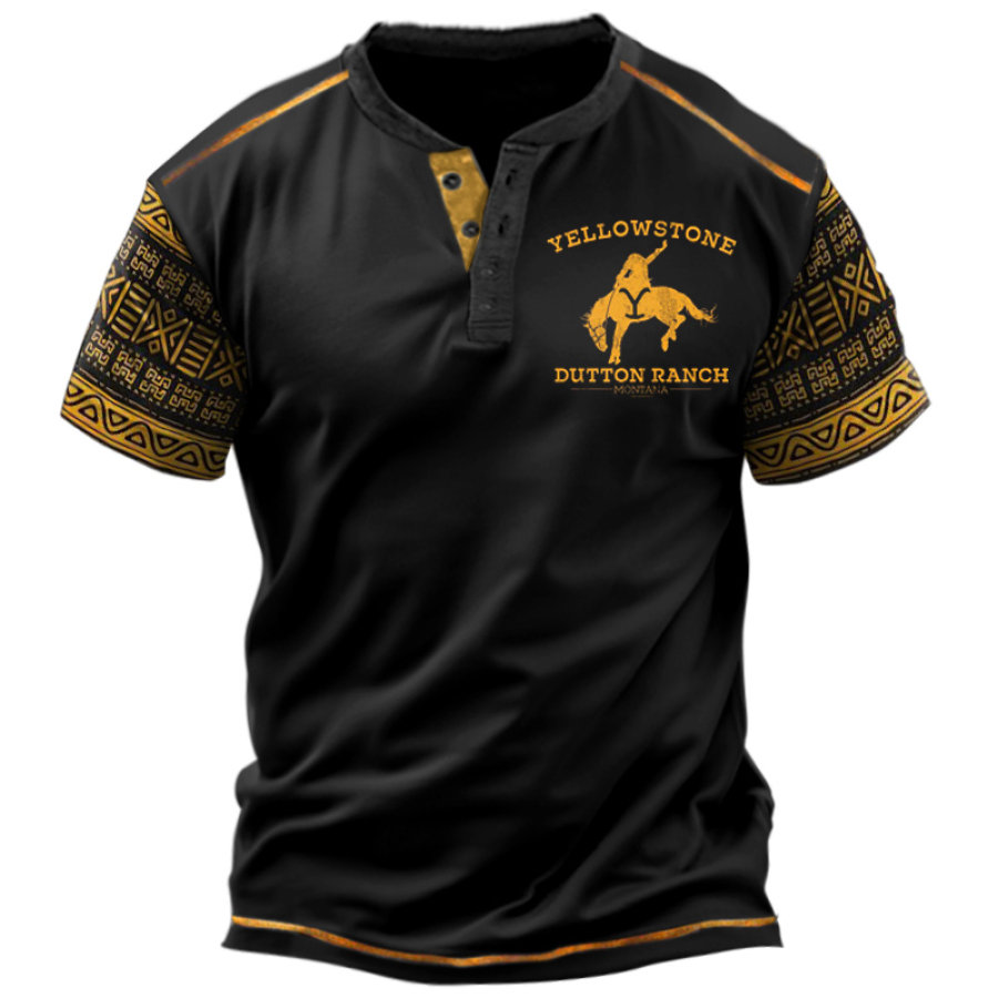 Men's Henry T-shirt Vintage Yellowstone Ethnic Print Pattern Short Sleeve Daily Casual Tee
Men's Henry T-shirt Vintage Yellowstone Ethnic Print Pattern Short Sleeve Daily Casual Tee
