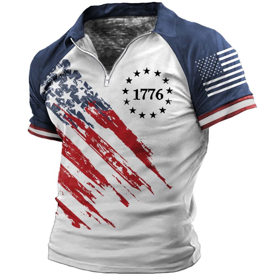 Men's T-Shirt Zipper Polo Outdoor Retro American Flag 1776 Colorblock Summer Daily Tops
Men's T-Shirt Zipper Polo Outdoor Retro American Flag 1776 Colorblock Summer Daily Tops