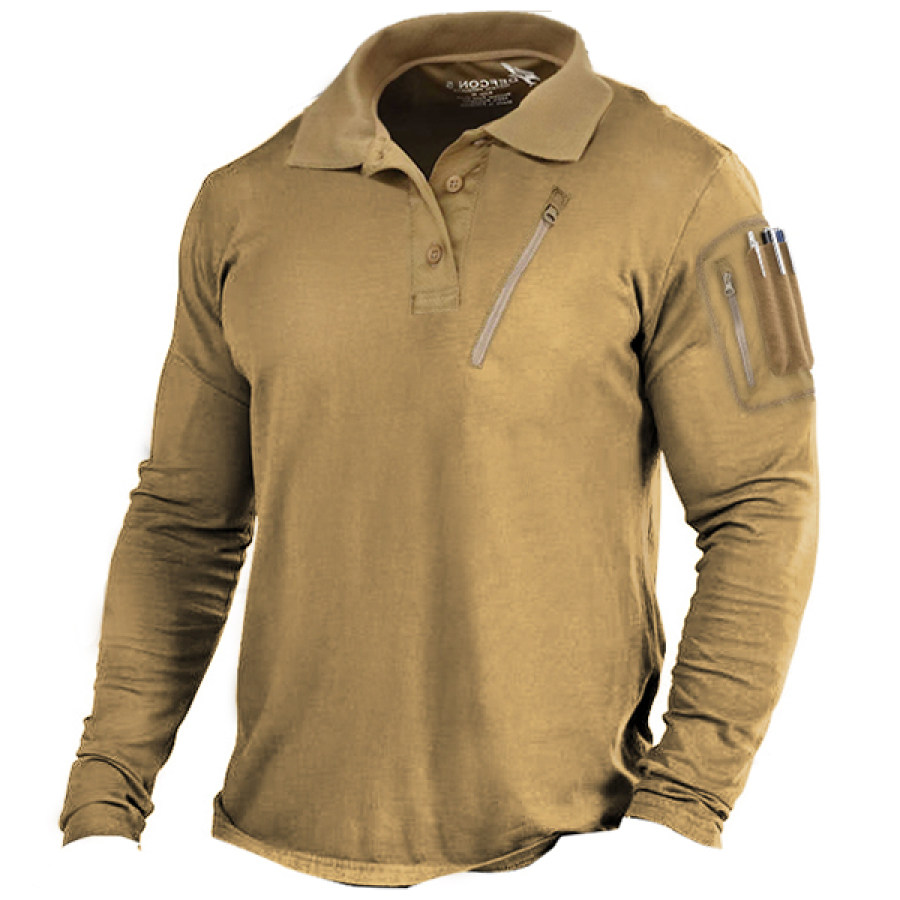 Men's Tactical Polo Shirt Outdoor Retro Multi Zipper Pocket Tool Casual Long Sleeve T-Shirt
Men's Tactical Polo Shirt Outdoor Retro Multi Zipper Pocket Tool Casual Long Sleeve T-Shirt