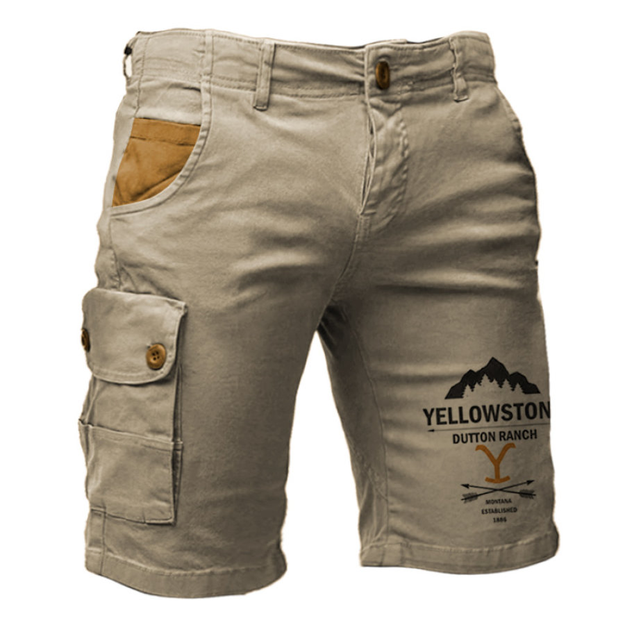 Men's Shorts Vintage Yellowstone Print Graphic Versatility Button Pockets Colorblock Cargo Shorts Khaki
Men's Shorts Vintage Yellowstone Print Graphic Versatility Button Pockets Colorblock Cargo Shorts Khaki