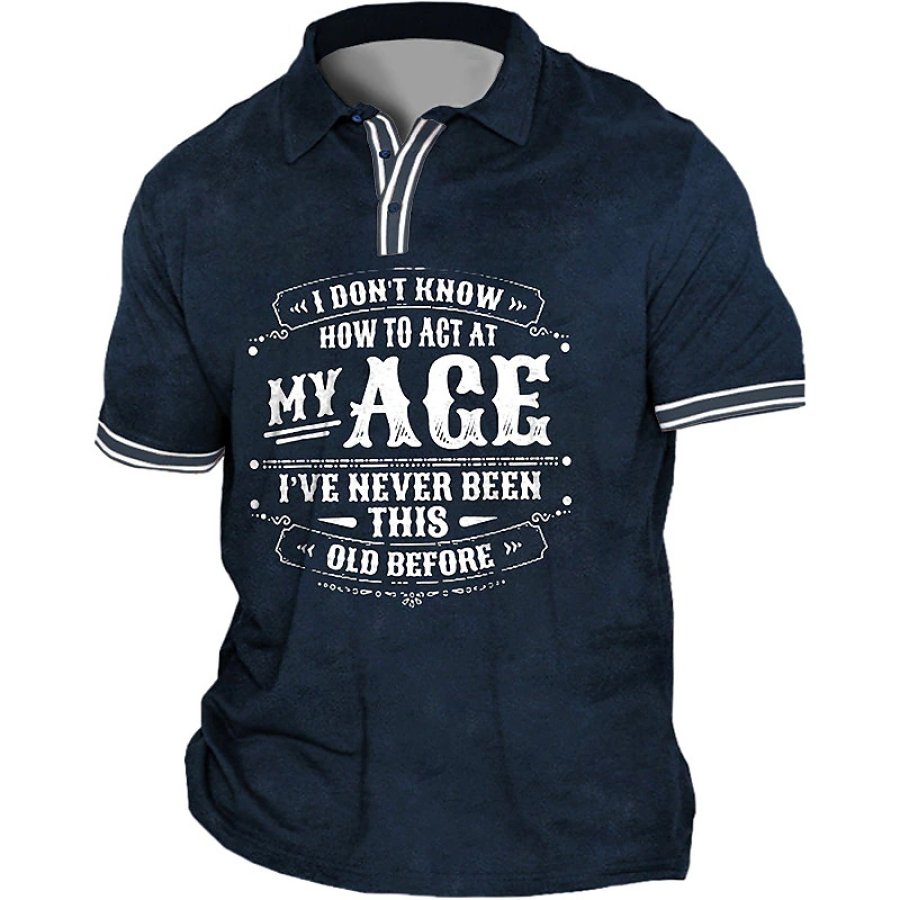 Men's T-Shirt Polo Button Vintage How To Act At My Age Outdoor Short Sleeve Colorblock Summer Daily Tops Navy Blue
Men's T-Shirt Polo Button Vintage How To Act At My Age Outdoor Short Sleeve Colorblock Summer Daily Tops Navy Blue