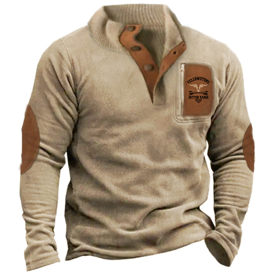 Men's Outdoor Fleece Sweatshirt Warm Henley Collar Vintage Yellowstone Print Zip Pocket Tactical Sweatshirt
Men's Outdoor Fleece Sweatshirt Warm Henley Collar Vintage Yellowstone Print Zip Pocket Tactical Sweatshirt