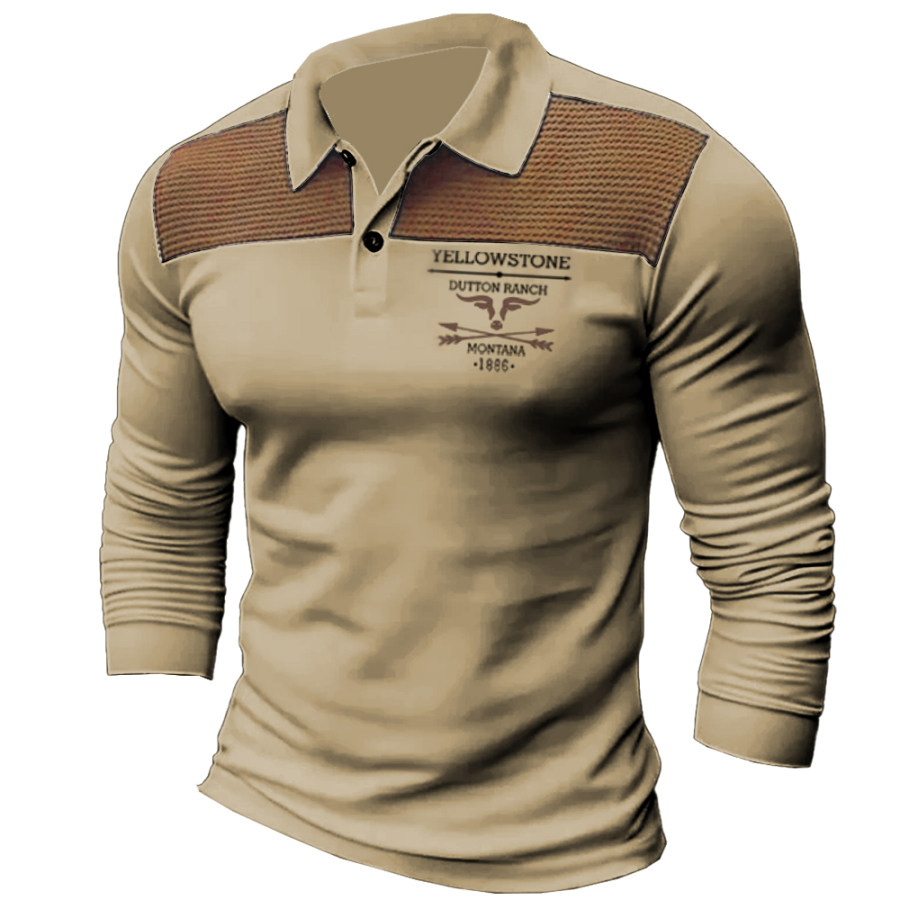 Men's Vintage Yellowstone Print Waffle Panel Long Sleeve Polo Neck T-Shirt Long Sleeve Top
Men's Vintage Yellowstone Print Waffle Panel Long Sleeve Polo Neck T-Shirt Long Sleeve Top