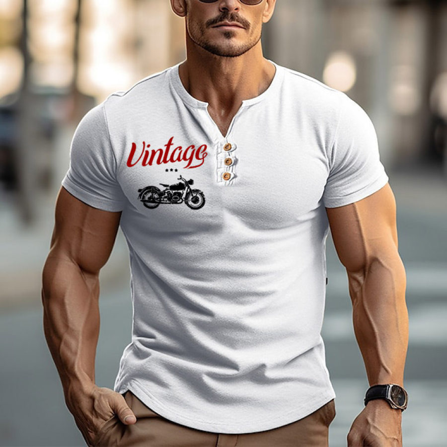 Men's T-Shirt Vintage Motorcycle Henley Colorblock Short Sleeve Summer Daily Tops White
Men's T-Shirt Vintage Motorcycle Henley Colorblock Short Sleeve Summer Daily Tops White