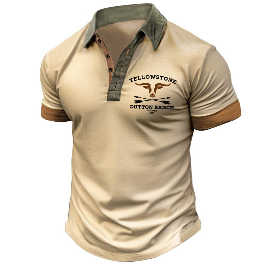 Men's T-Shirt Polo Button Up Vintage Yellowstone Skull Bull Colorblock Outdoor Short Sleeve Summer Daily Tops
Men's T-Shirt Polo Button Up Vintage Yellowstone Skull Bull Colorblock Outdoor Short Sleeve Summer Daily Tops