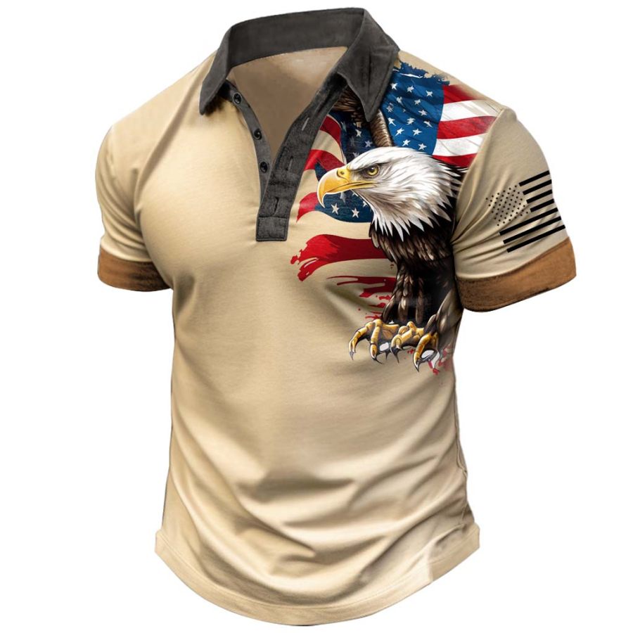 Men's T-Shirt Polo Button Up Vintage American Flag Eagle Colorblock Outdoor Short Sleeve Summer Daily Tops
Men's T-Shirt Polo Button Up Vintage American Flag Eagle Colorblock Outdoor Short Sleeve Summer Daily Tops