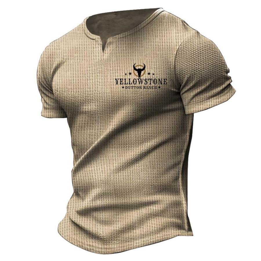 Men's T-Shirt V-Neck Waffle Vintage Western Yellowstone Short Sleeve Summer Daily Tops Khaki
Men's T-Shirt V-Neck Waffle Vintage Western Yellowstone Short Sleeve Summer Daily Tops Khaki