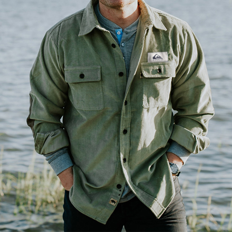 Quicksilver Corduroy Jacket Men Work Shirt Vintage Corduroy Shirt Jacket Outdoor Pocket Daily Casual Top Dark Green
Quicksilver Corduroy Jacket Men Work Shirt Vintage Corduroy Shirt Jacket Outdoor Pocket Daily Casual Top Dark Green