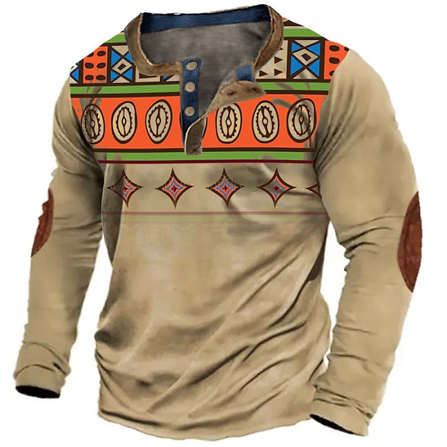 Men's T-Shirt Long Sleeve Henley Vintage Western Ethnic Aztec Colorblock Outdoor Daily Tops Khaki
Men's T-Shirt Long Sleeve Henley Vintage Western Ethnic Aztec Colorblock Outdoor Daily Tops Khaki