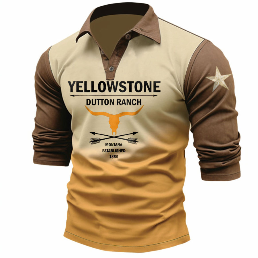 Men's T-Shirt Polo Long Sleeve Vintage Yellowstone Stars Colorblock Daily Tops Brown
Men's T-Shirt Polo Long Sleeve Vintage Yellowstone Stars Colorblock Daily Tops Brown