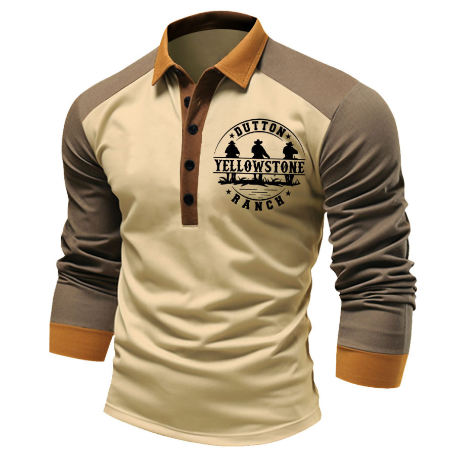 T-shirt Da Uomo Polo Manica Lunga Vintage Western Yellowstone Colorblock Daily Top Cachi
T-shirt Da Uomo Polo Manica Lunga Vintage Western Yellowstone Colorblock Daily Top Cachi