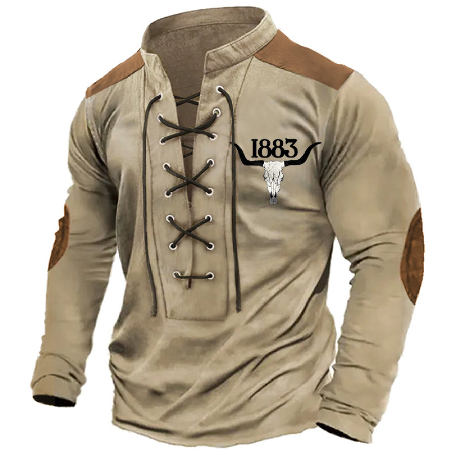 Men's T-Shirt Long Sleeve Lace-Up Stand Collar Vintage Yellowstone 1883 Colorblock Outdoor Daily Tops Khaki
Men's T-Shirt Long Sleeve Lace-Up Stand Collar Vintage Yellowstone 1883 Colorblock Outdoor Daily Tops Khaki
