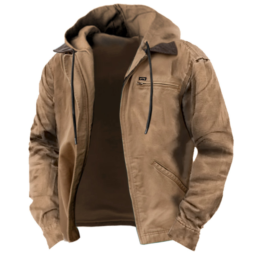 Men's Hooded Jacket Retro Zipper Pocket Corduroy Lapel Colorblock Outdoor Workwear Jacket
Men's Hooded Jacket Retro Zipper Pocket Corduroy Lapel Colorblock Outdoor Workwear Jacket
