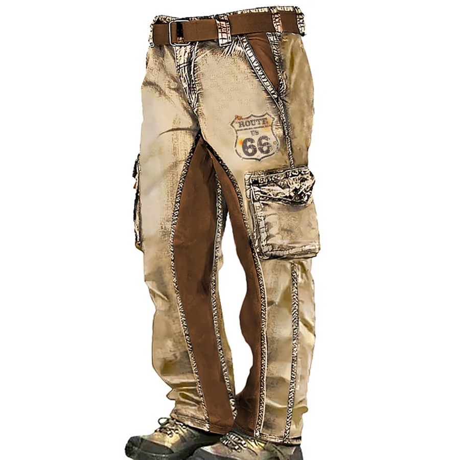 Men's Cargo Pants Vintage Route 66 Distressed Tactical Color Block Daily Work Trousers Khaki
Men's Cargo Pants Vintage Route 66 Distressed Tactical Color Block Daily Work Trousers Khaki