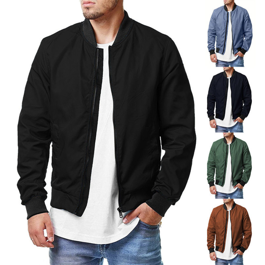 Plus Size Men's Bomber Jacket Men's Classic Solid Color Spring And Autumn Zipper Jacket
Plus Size Men's Bomber Jacket Men's Classic Solid Color Spring And Autumn Zipper Jacket