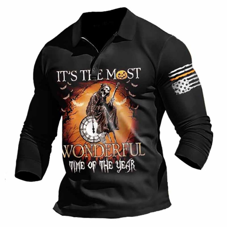 T-shirt Da Uomo Polo Manica Lunga Vintage È Il Periodo Più Meraviglioso Dell'anno Halloween Daily Top Nero
T-shirt Da Uomo Polo Manica Lunga Vintage È Il Periodo Più Meraviglioso Dell'anno Halloween Daily Top Nero