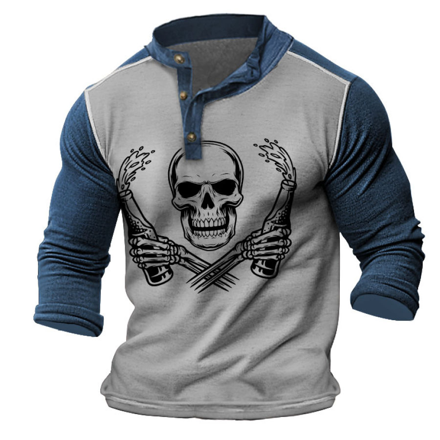 Men's T-Shirt Henley Skeleton Beer Drinking Colorblock Long Sleeve Daily Tops Navy Blue
Men's T-Shirt Henley Skeleton Beer Drinking Colorblock Long Sleeve Daily Tops Navy Blue