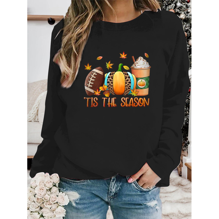 

Lässiges Sweatshirt Mit Herbstlaub-Halloween-Kürbis-Aufdruck Für Damen