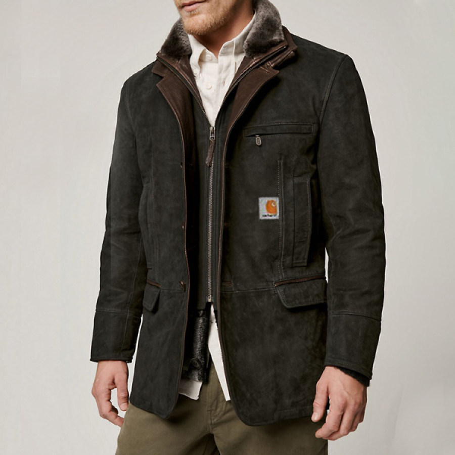 Herren Vintage Carlsbad Kalbsleder-Blazer Mit Merino-Shearling-Kragen Schwarz
Herren Vintage Carlsbad Kalbsleder-Blazer Mit Merino-Shearling-Kragen Schwarz