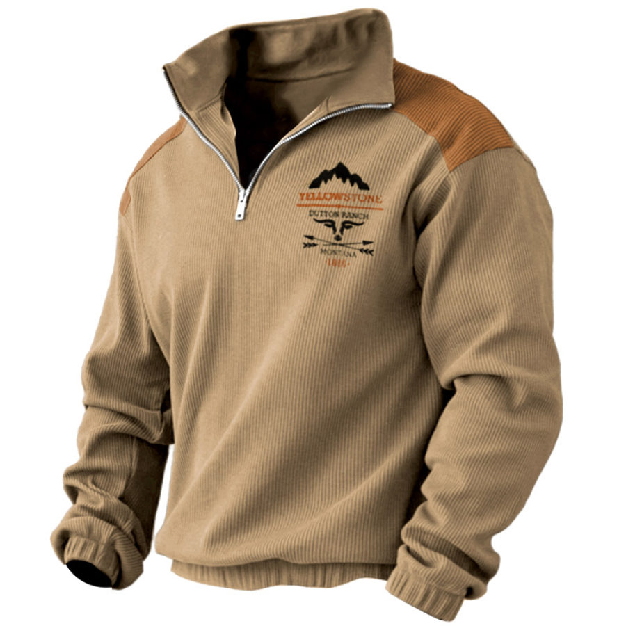 Herren-Sweatshirt Aus Cord Mit Halbem Reißverschluss Von Yellowstone