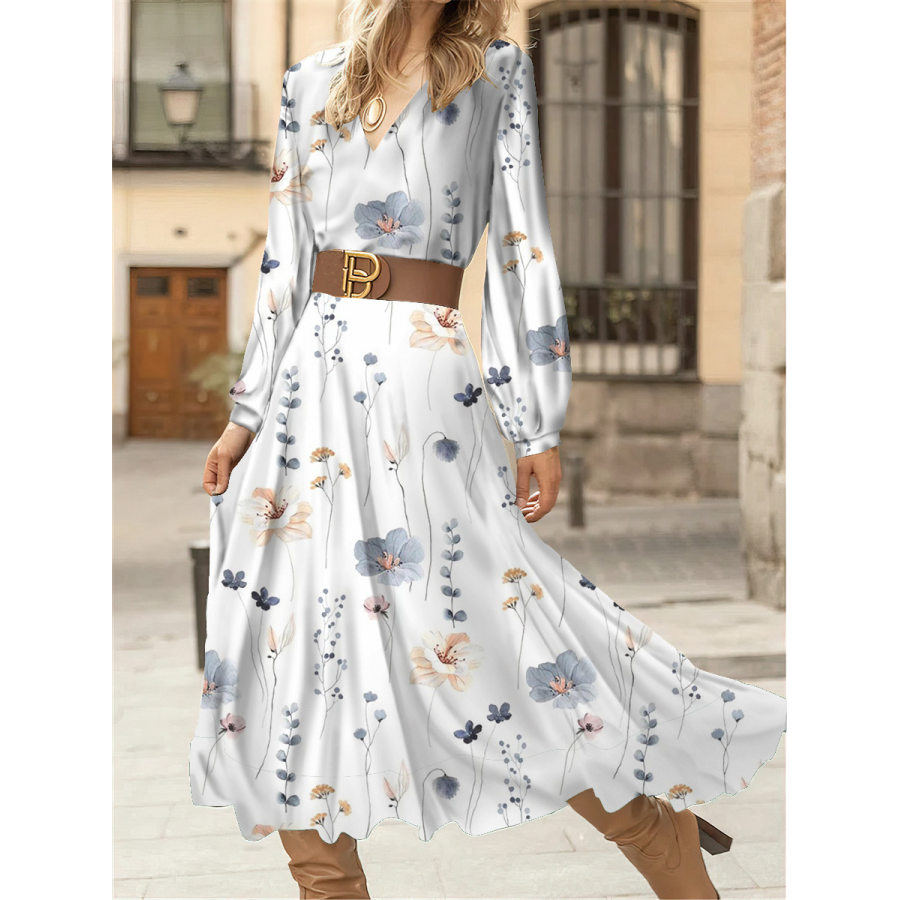 Women's Retro Floral Print Elegant Swing Maxi Holiday Party Dress