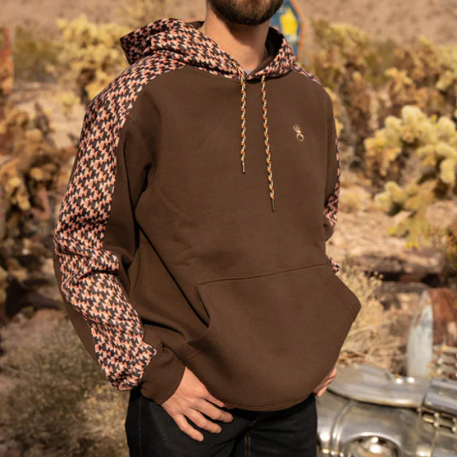Sudadera Con Capucha De Patchwork Con Estampado Geométrico étnico Retro Para Hombre