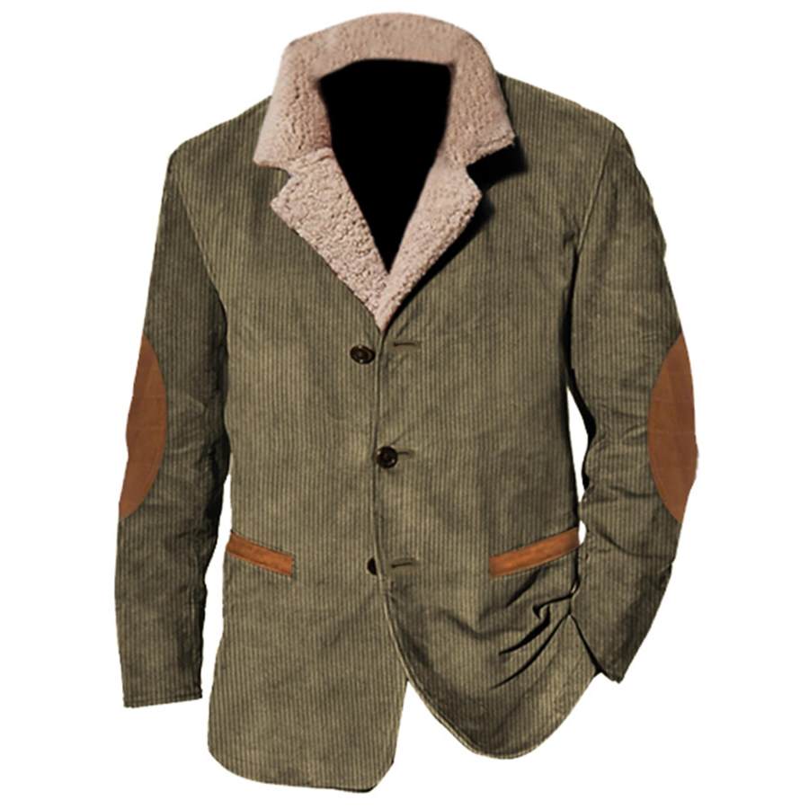 Abrigo De Chaqueta Con Bloques De Color Cálido Y Cuello De Felpa De Pana Vintage Para Hombre
Abrigo De Chaqueta Con Bloques De Color Cálido Y Cuello De Felpa De Pana Vintage Para Hombre