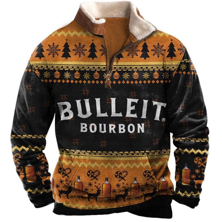 Мужская толстовка Bulleit Bourbon Ugly Christmas плюшевый воротник молния на четверть винтажные повседневные топы
Мужская толстовка Bulleit Bourbon Ugly Christmas плюшевый воротник молния на четверть винтажные повседневные топы