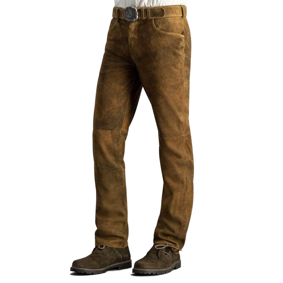 Pantalons Pour Hommes En Daim Vintage Extérieur Pleine Longueur Pantalon Quotidien