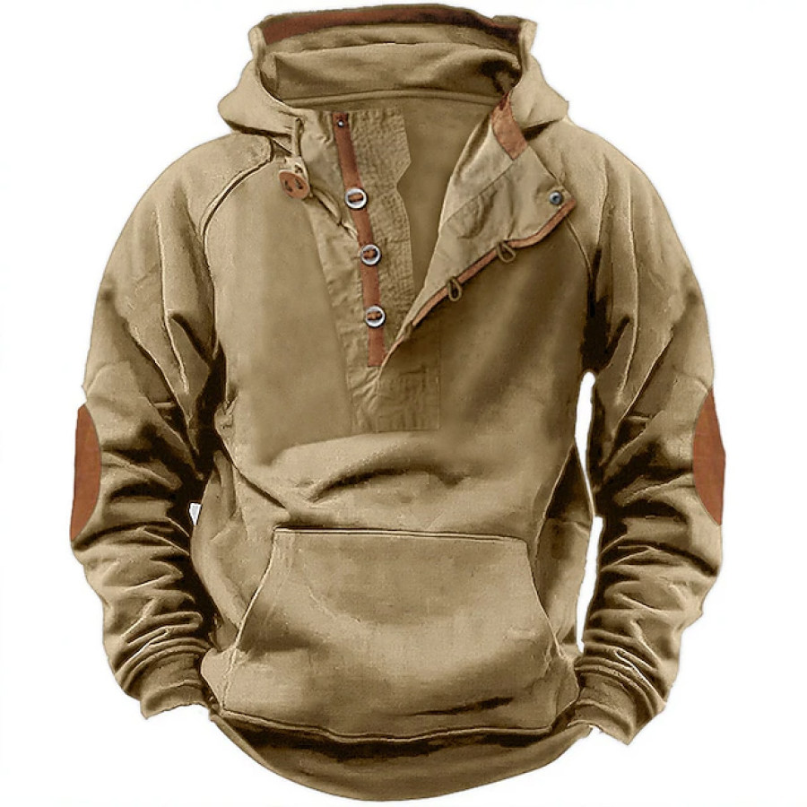 

Men's Elbow Patches Hoodie Tactical Color Block Pocket Sports & Outdoor Daily Holiday Streetwear Casual Fleece Sweatshir
