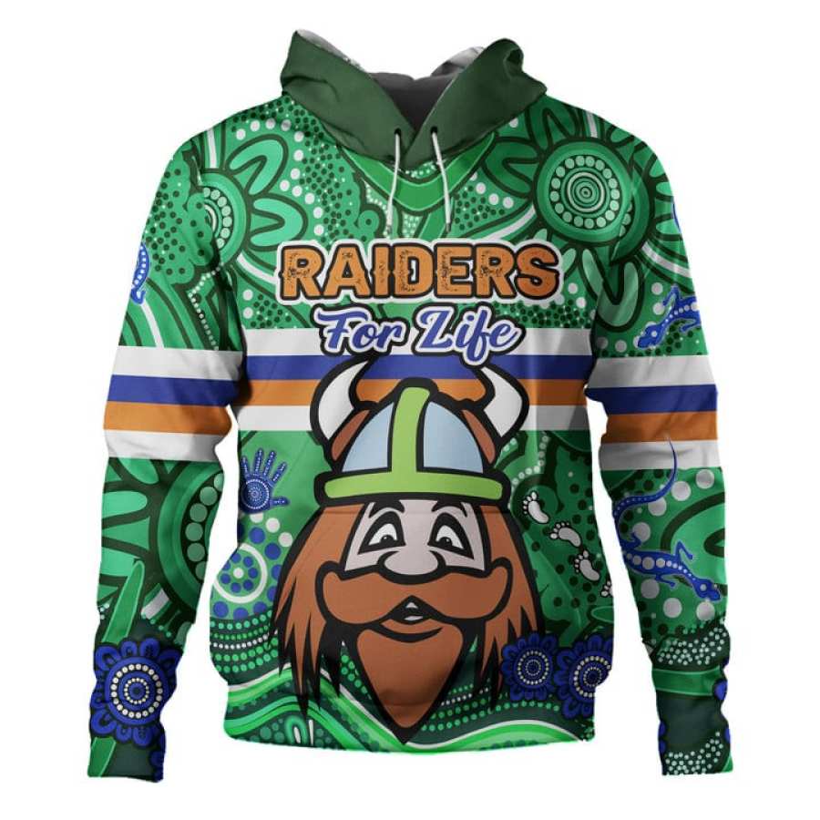 Männer Canberra City Raiders For Life Mit Kunst-Hoodie Im Aborigine-Stil